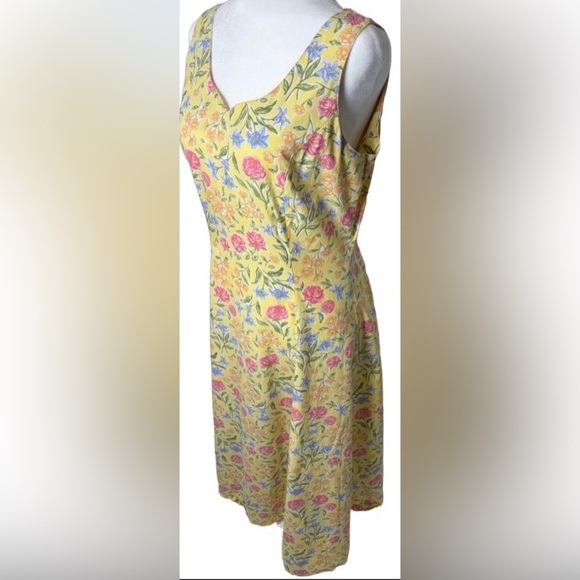 Vintage Herman Geist Size 6 Yellow Floral Print Sleeveless Cotton Dress - Picture 4 of 8